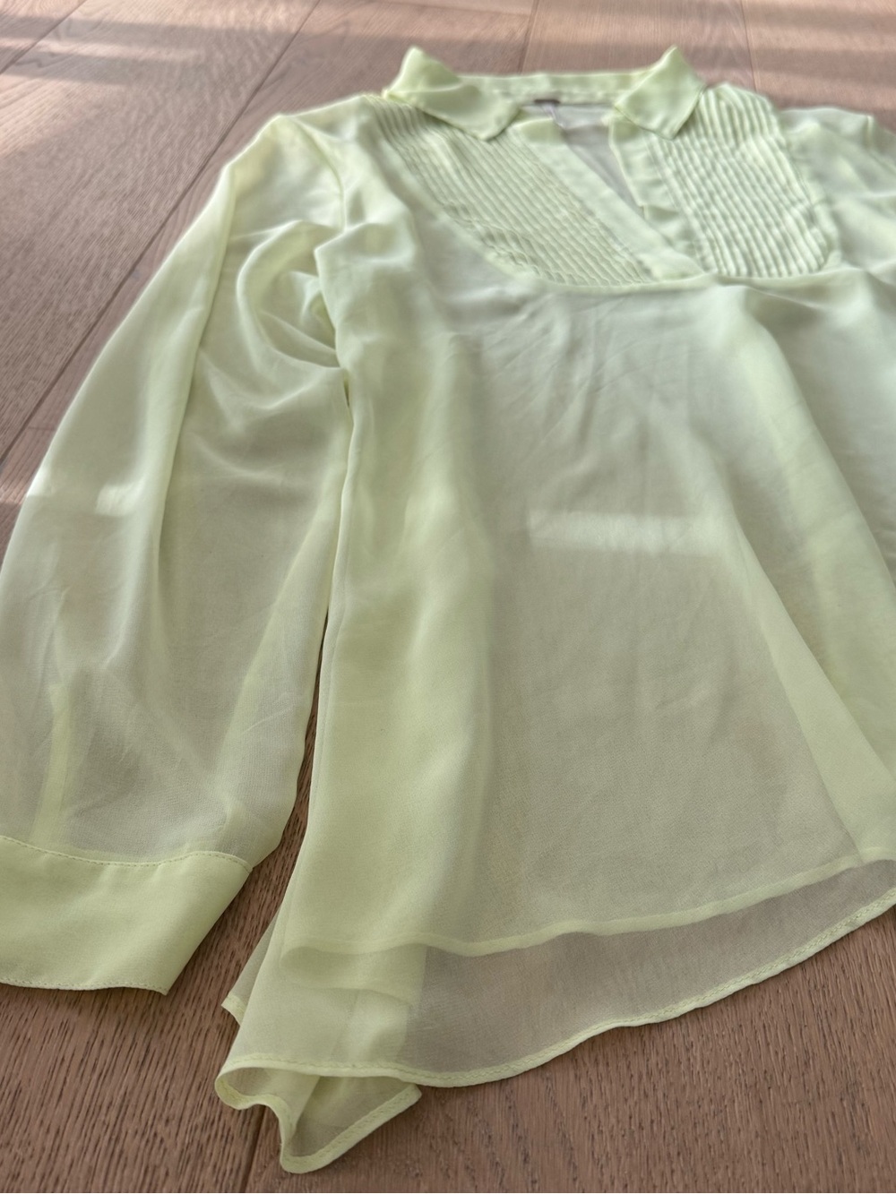 Free People Sheer Long Sleeve Shirt Lime Green Size Small - Picture 2 of 7